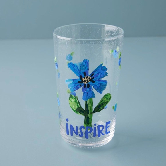 2 Anthropologie Carolyn Gavin Inspire Juice Glasses 1 Blue & 1 Yellow Set - Picture 4 of 9